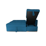 Sofá Cama Esquinero Marsella Azul Petróleo 210x95cm de Cinco Puestos Reclinable con Apoya Brazos