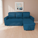Sofá Cama Esquinero Marsella Azul Petróleo 210x95cm de Cinco Puestos Reclinable con Apoya Brazos