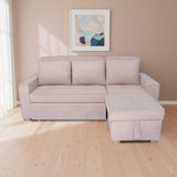 Sofá Cama Esquinero Marsella Beige 210x95cm de Cinco Puestos Reclinable con Apoya Brazos