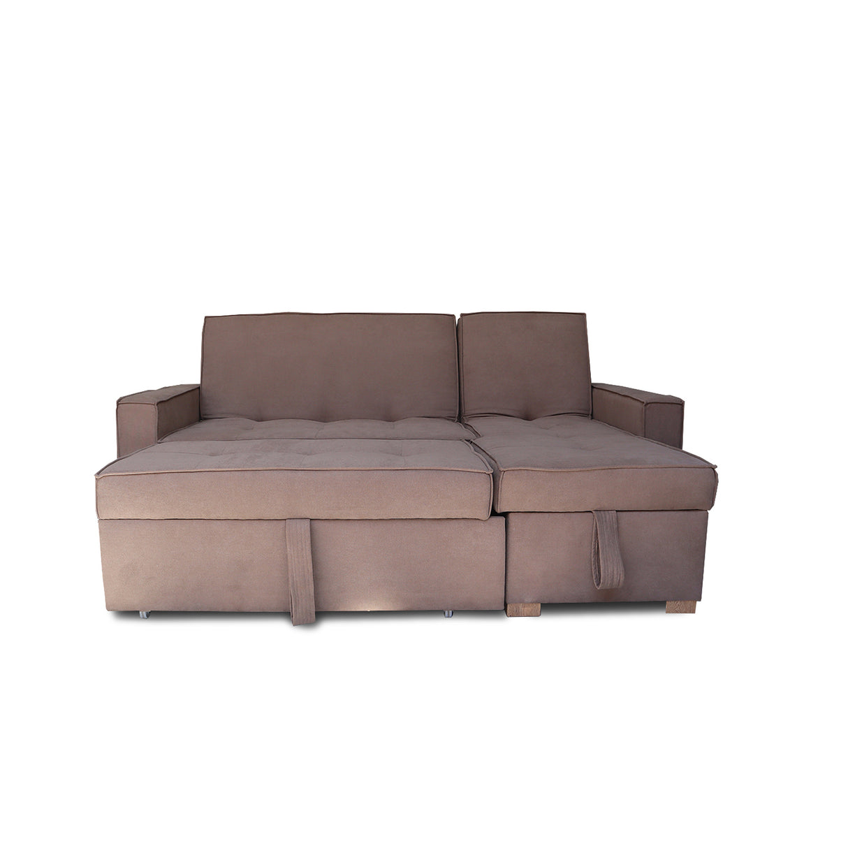 Sofá Cama Esquinero Marsella Camel 210x95cm de Cinco Puestos Reclinable con Apoya Brazos