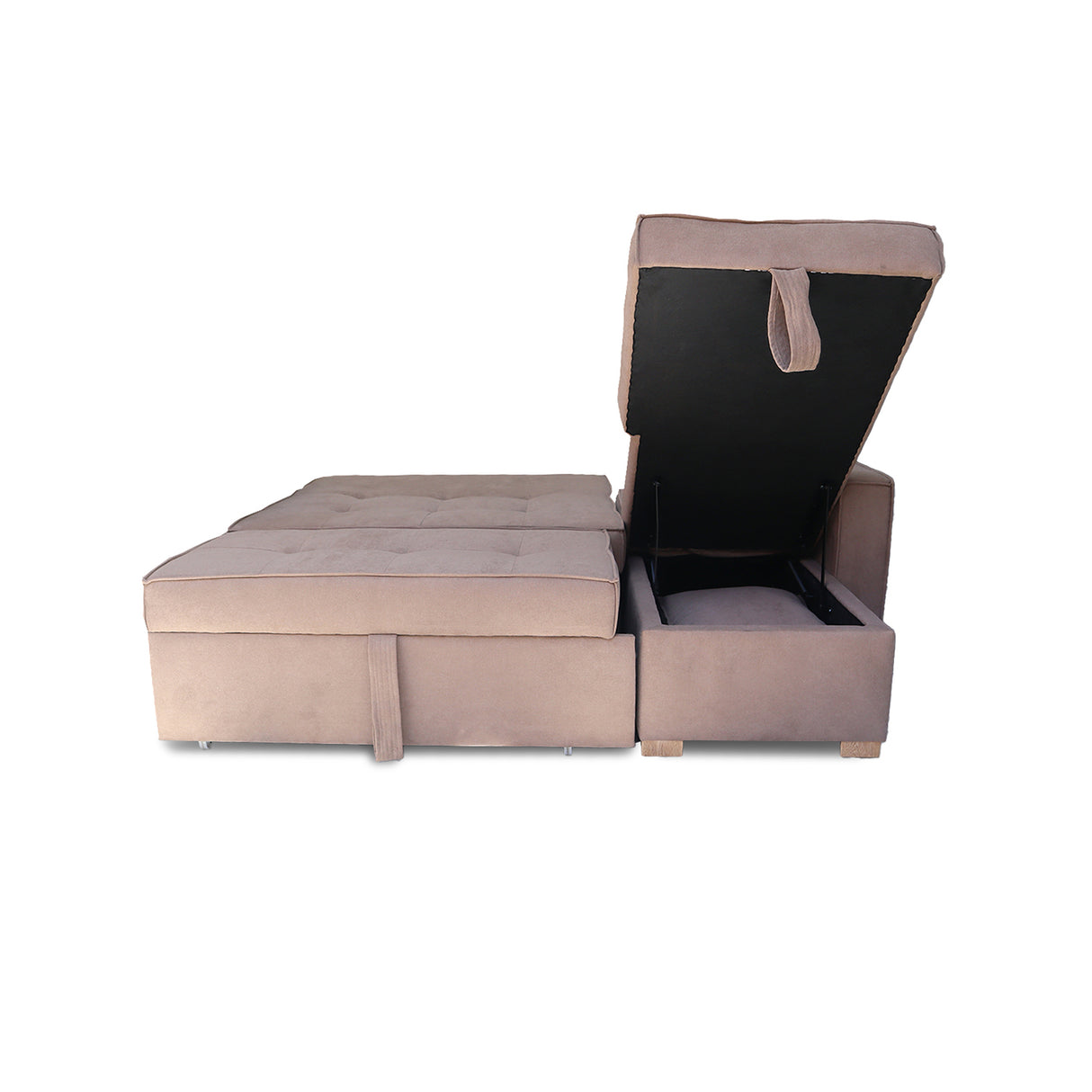 Sofá Cama Esquinero Marsella Camel 210x95cm de Cinco Puestos Reclinable con Apoya Brazos