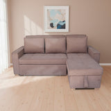 Sofá Cama Esquinero Marsella Camel 210x95cm de Cinco Puestos Reclinable con Apoya Brazos