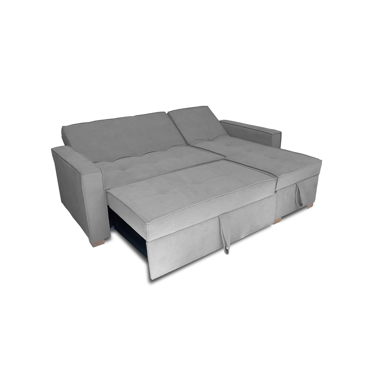 Sofá Cama Esquinero Marsella Gris 210x95cm de Cinco Puestos Reclinable con Apoya Brazos