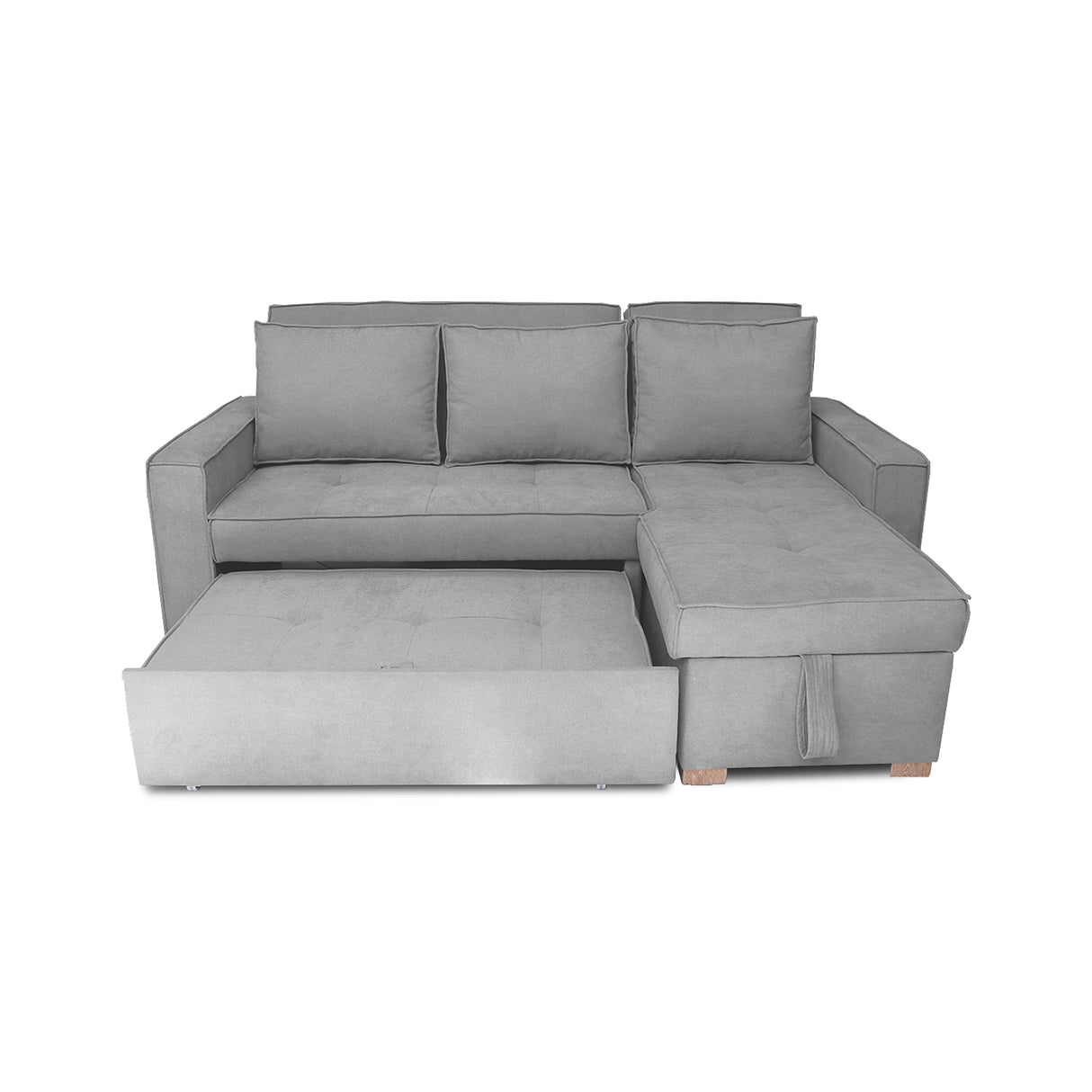 Sofá Cama Esquinero Marsella Gris 210x95cm de Cinco Puestos Reclinable con Apoya Brazos
