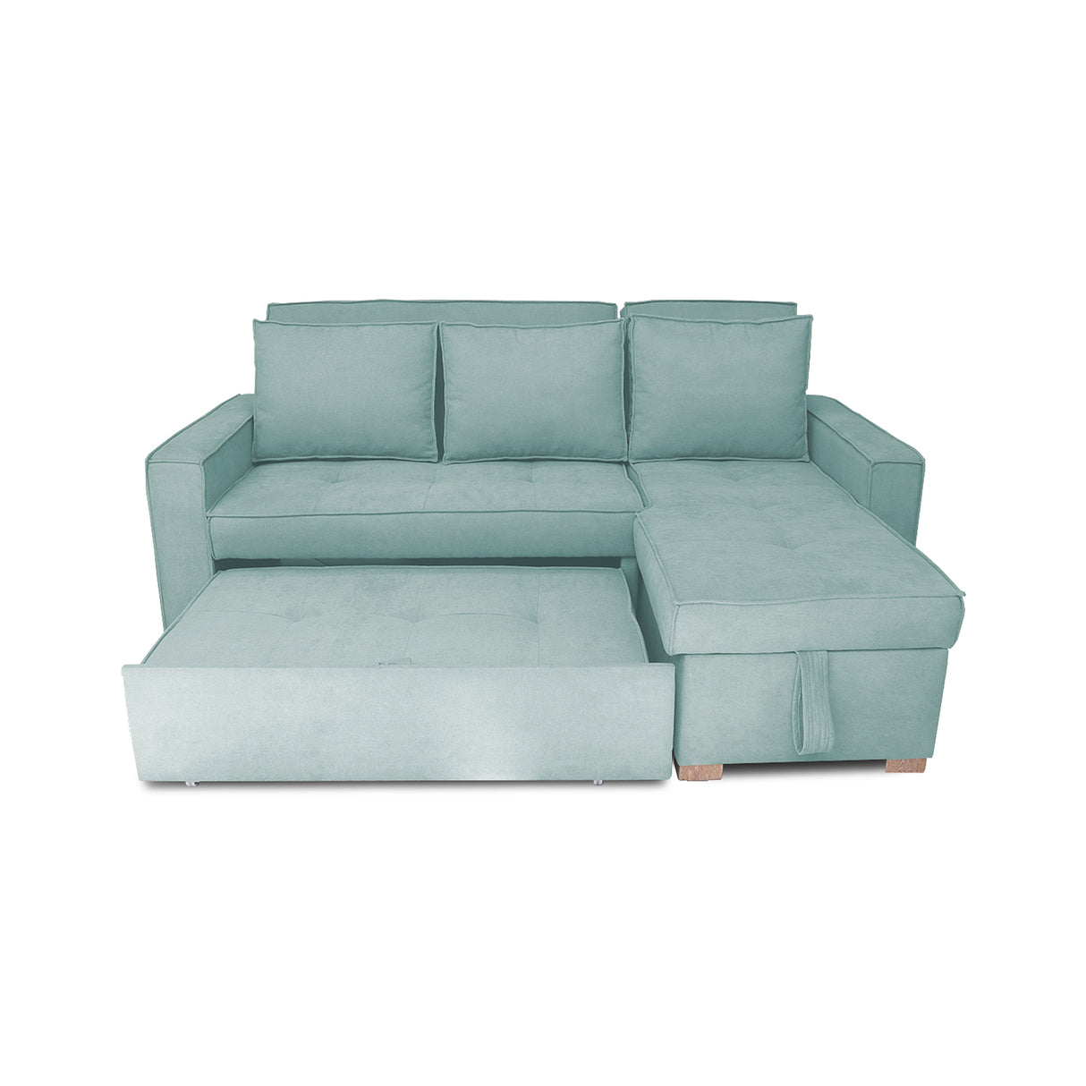 Sofá Cama Esquinero Marsella Menta 210x95cm de Cinco Puestos Reclinable con Apoya Brazos