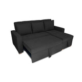 Sofá Cama Esquinero Marsella Negro 210x95cm de Cinco Puestos Reclinable con Apoya Brazos