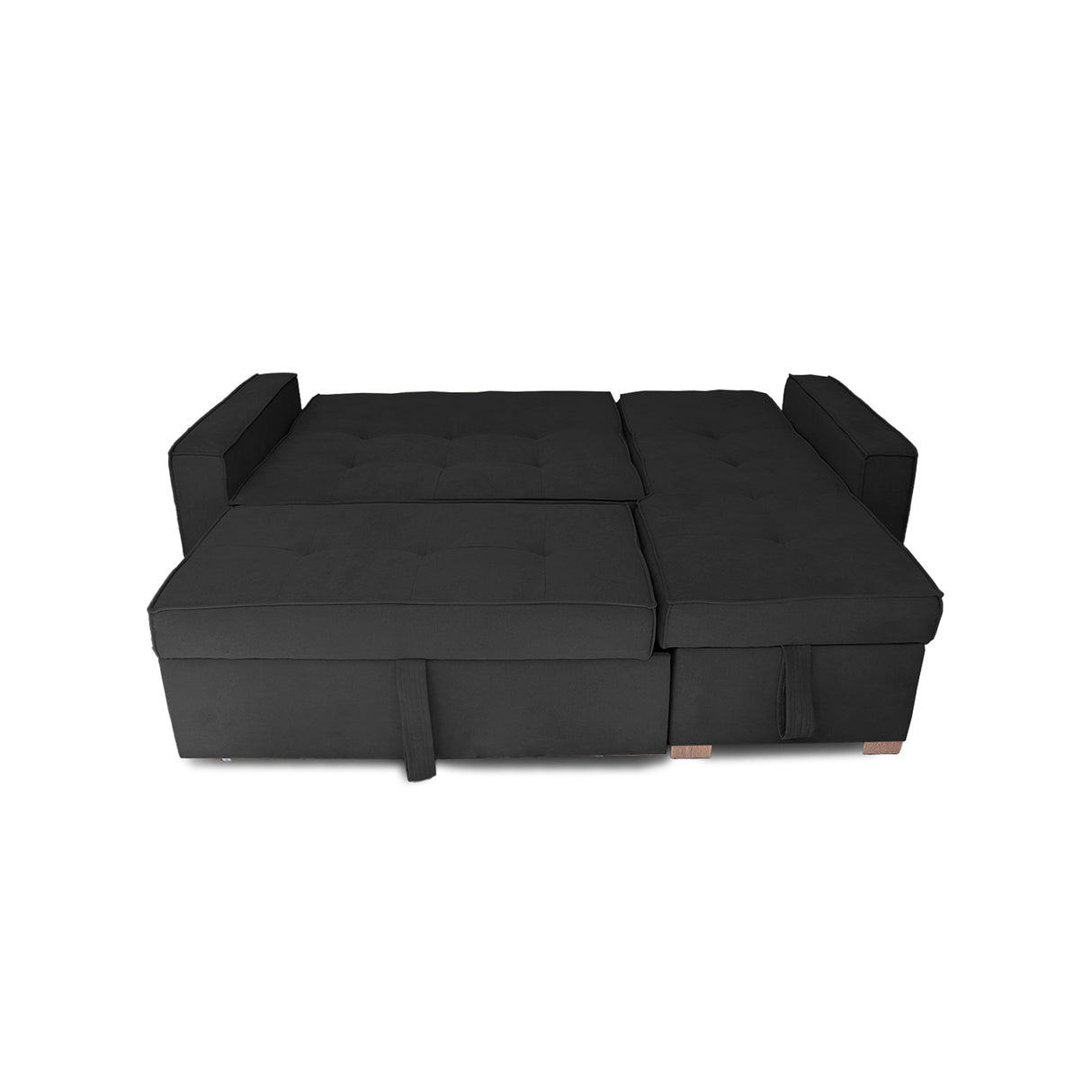 Sofá Cama Esquinero Marsella Negro 210x95cm de Cinco Puestos Reclinable con Apoya Brazos