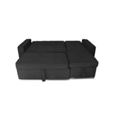 Sofá Cama Esquinero Marsella Negro 210x95cm de Cinco Puestos Reclinable con Apoya Brazos
