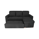 Sofá Cama Esquinero Marsella Negro 210x95cm de Cinco Puestos Reclinable con Apoya Brazos