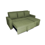 Sofá Cama Esquinero Marsella Verde 210x95cm de Cinco Puestos Reclinable con Apoya Brazos