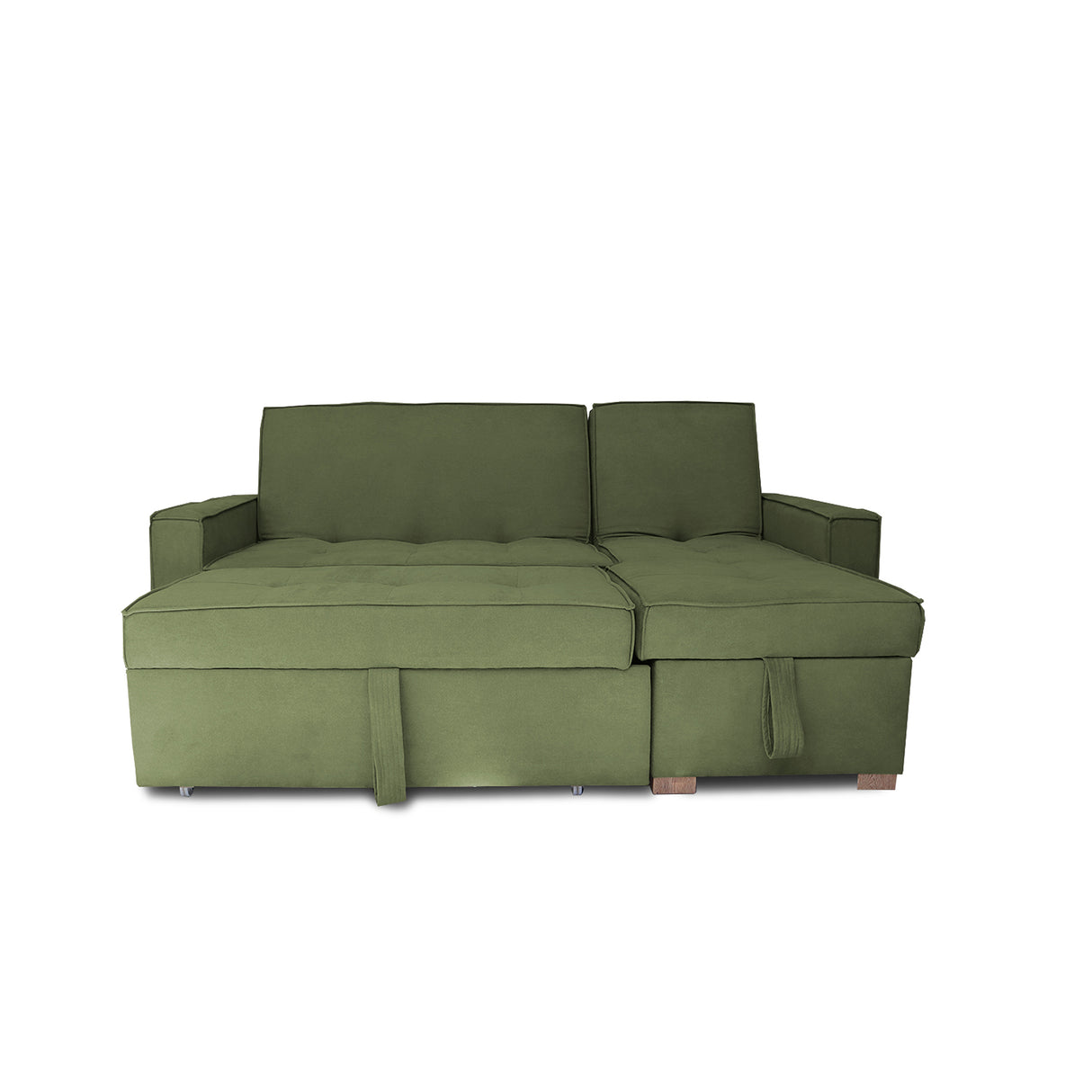 Sofá Cama Esquinero Marsella Verde 210x95cm de Cinco Puestos Reclinable con Apoya Brazos