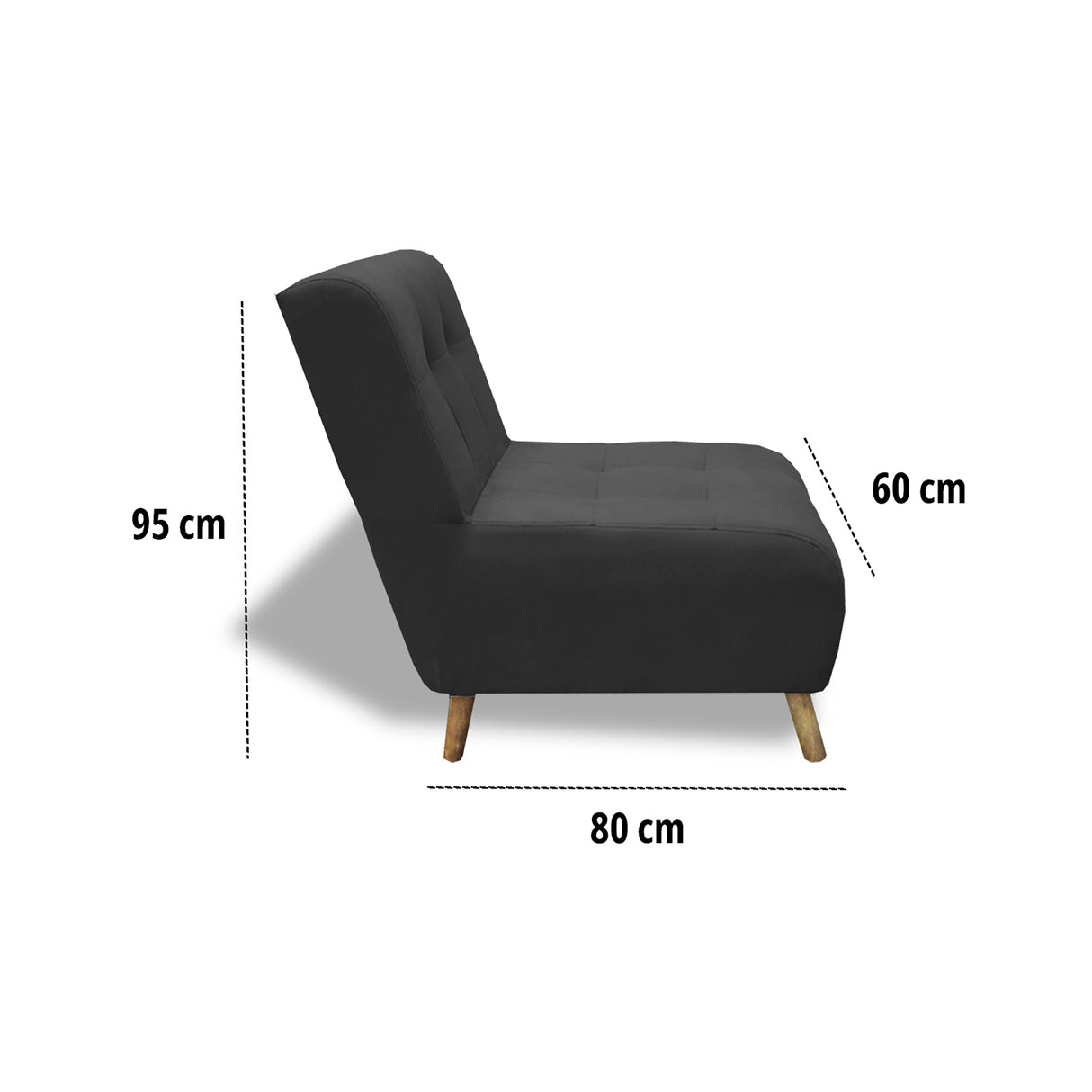 Poltrona Milan Gris Oscuro 60x95cm de Un Puesto sin Apoya Brazos