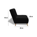 Poltrona Milan Negro 60x95cm de Un Puesto sin Apoya Brazos
