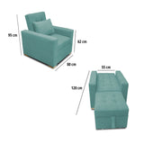 Poltrona Mood Menta 80x95cm de Un Puesto Reclinable sin Apoya Brazos
