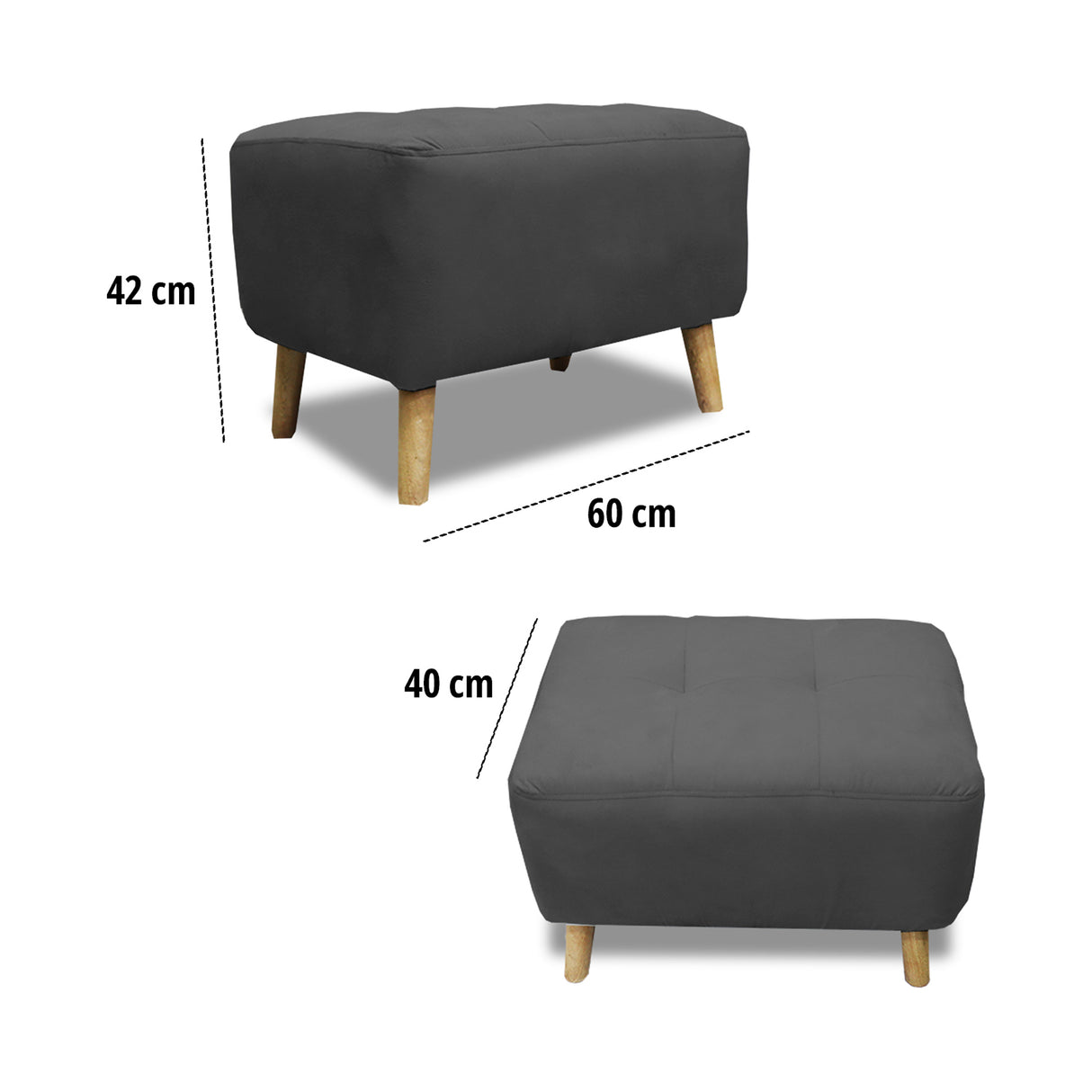 Puff Milan Gris Oscuro 60x42cm de Un Puesto sin Apoya Brazos