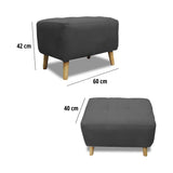 Puff Milan Gris Oscuro 60x42cm de Un Puesto sin Apoya Brazos