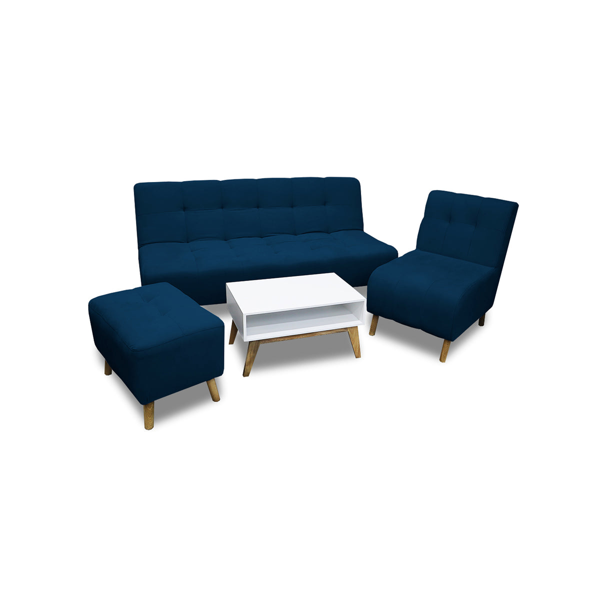 Sala Milan Azul 160x95cm de Cinco Puestos sin Apoya Brazos