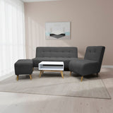 Sala Milan Gris Oscuro 160x95cm de Cinco Puestos sin Apoya Brazos