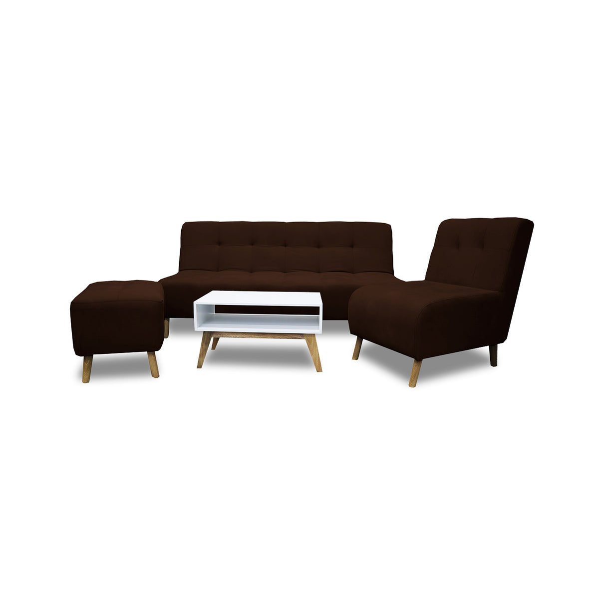 Sala Milan Marron 160x95cm de Cinco Puestos sin Apoya Brazos