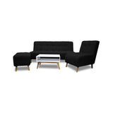 Sala Milan Negro 160x95cm de Cinco Puestos sin Apoya Brazos