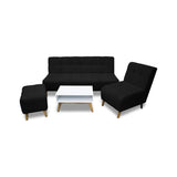 Sala Milan Negro 160x95cm de Cinco Puestos sin Apoya Brazos