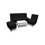 Sala Milan Negro 160x95cm de Cinco Puestos sin Apoya Brazos