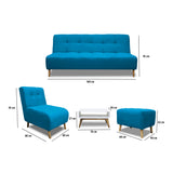 Sala Milan Turquesa 160x95cm de Cinco Puestos sin Apoya Brazos