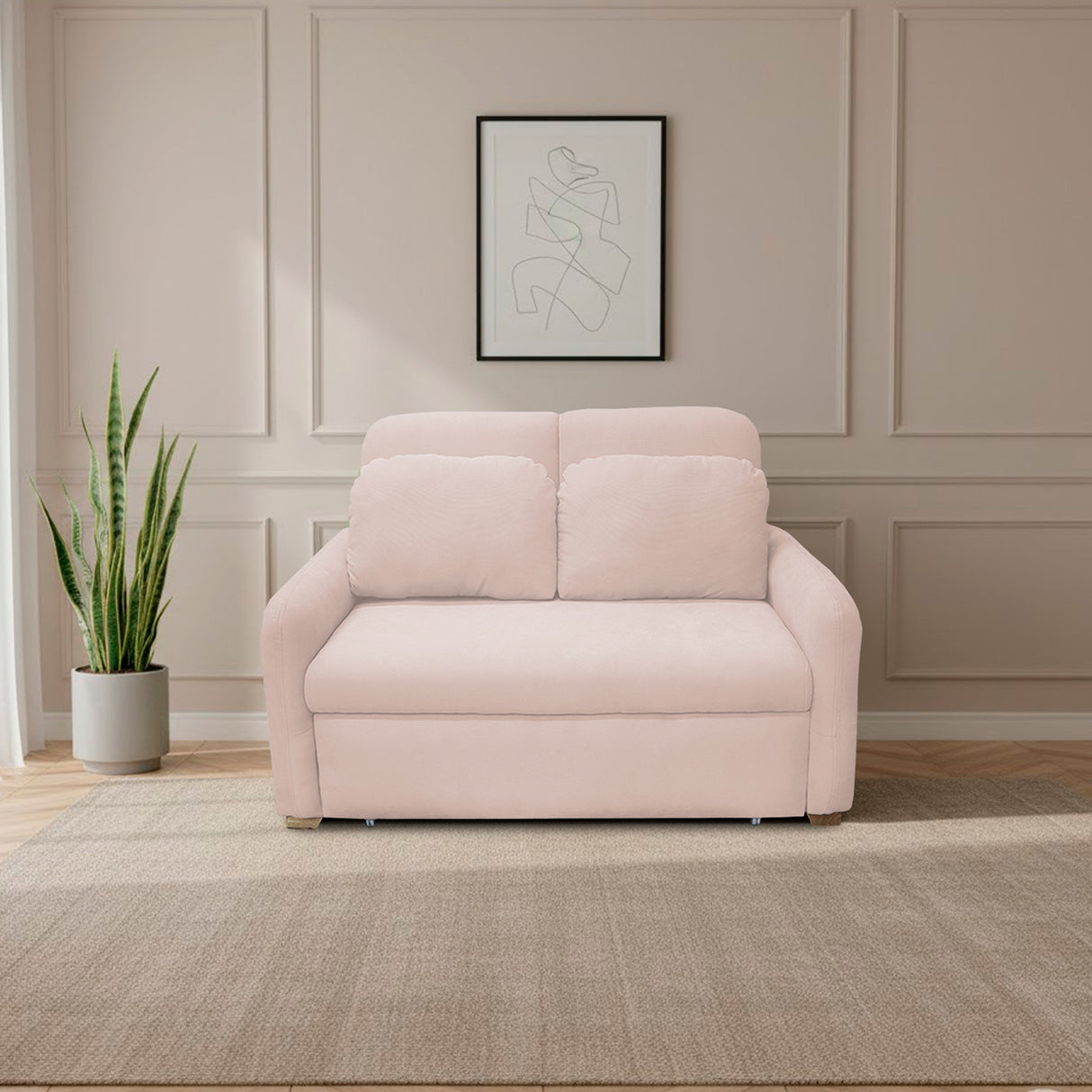 Sofacama Nube Beige 120x95cm de Dos Puestos Reclinable con Apoya Brazos