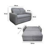 Sofacama Nube Gris 120x95cm de Dos Puestos Reclinable con Apoya Brazos