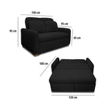 Sofacama Nube Negro 120x95cm de Dos Puestos Reclinable con Apoya Brazos