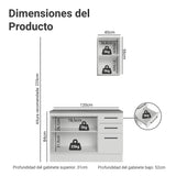 Mueble para Baño Agata Blanco 120x225cm Individual sin Lavamanos con Tres Cajones y Tres Puertas
