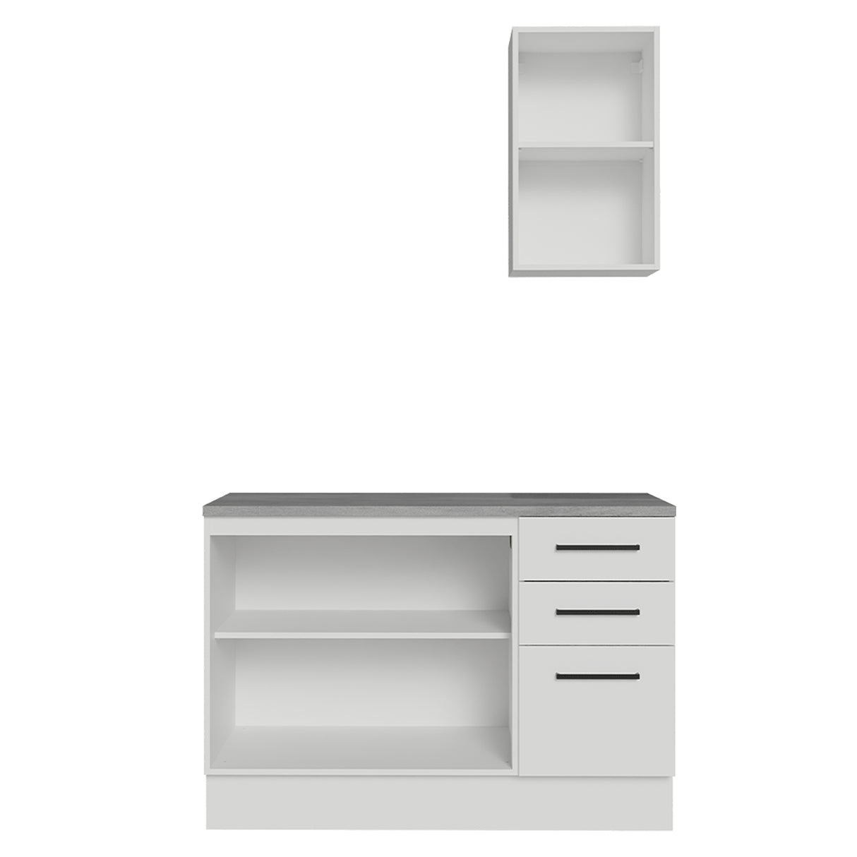 Mueble para Baño Agata Blanco 120x225cm Individual sin Lavamanos con Tres Cajones y Tres Puertas