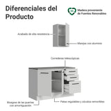 Mueble para Baño Agata Blanco 120x225cm Individual sin Lavamanos con Tres Cajones y Tres Puertas