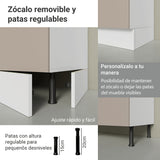 Mueble para Baño Agata Blanco y Crema 120x225cm Individual sin Lavamanos con Tres Cajones y Tres Puertas