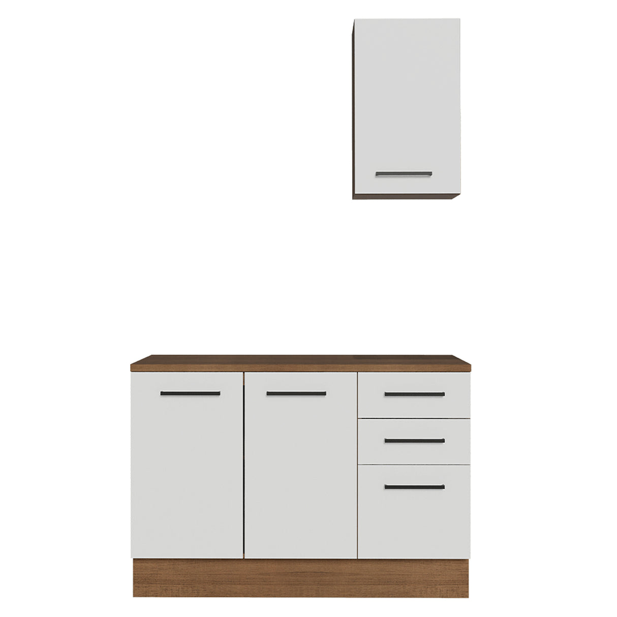 Mueble para Baño Agata Marrón y Blanco 120x225cm Individual sin Lavamanos con Tres Cajones y Tres Puertas