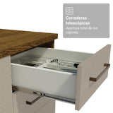 Mueble para Baño Agata Marrón y Crema 120x225cm Individual sin Lavamanos con Tres Cajones y Tres Puertas