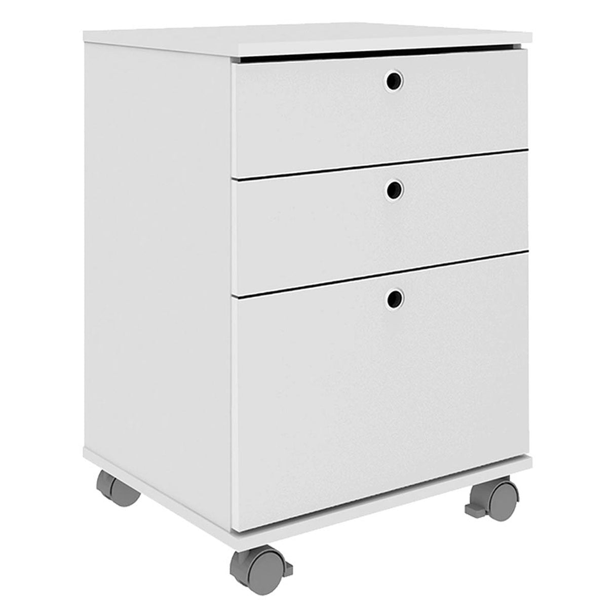 Cajonera Blanco 48x65cm de Tres Hileras con Tres Cajones y con Ruedas