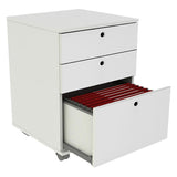 Cajonera Blanco 48x65cm de Tres Hileras con Tres Cajones y con Ruedas