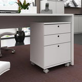 Cajonera Blanco 48x65cm de Tres Hileras con Tres Cajones y con Ruedas
