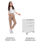 Cajonera Blanco 48x65cm de Tres Hileras con Tres Cajones y con Ruedas