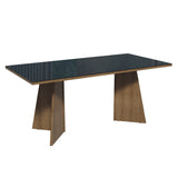 Escritorio Marrón y Negro 180x78cm con Mesón de Vidrio