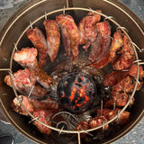 Barril Asador Plateado 60x88cm de 80 Libras con Termómetro y Control de Ventilación
