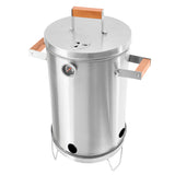 Barril Asador Plateado 40x75cm de 30 Libras con Termómetro y Control de Ventilación