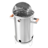 Barril Asador Plateado 40x75cm de 30 Libras con Termómetro y Control de Ventilación