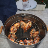 Barril Asador Plateado 50x88cm de 50 Libras con Termómetro y Control de Ventilación