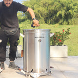 Barril Asador Plateado 50x88cm de 50 Libras con Termómetro y Control de Ventilación
