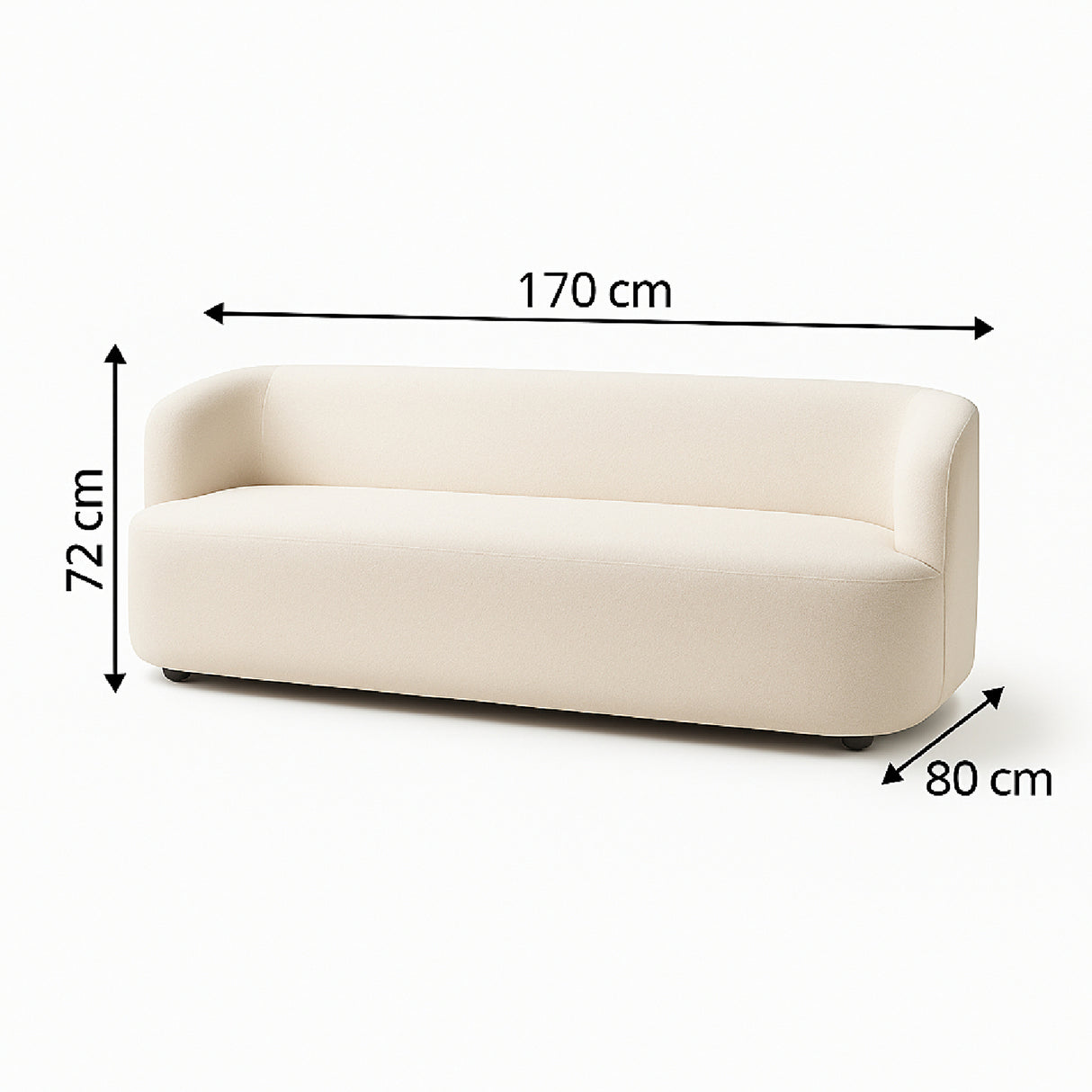 Sofá Boom Blanco 170x72cm de Tres Puestos sin Appoya Brazos