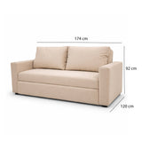 Sofá Cama Germany Beige 174x92cm de Tres Puestos Reclinable sin Appoya Brazos