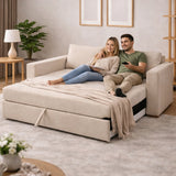 Sofá Cama Germany Beige 174x92cm de Tres Puestos Reclinable sin Appoya Brazos