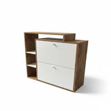 Zapatero Jenny Blanco yMadera 80x90cm Horizontal de Dos Niveles y para Ocho Pares